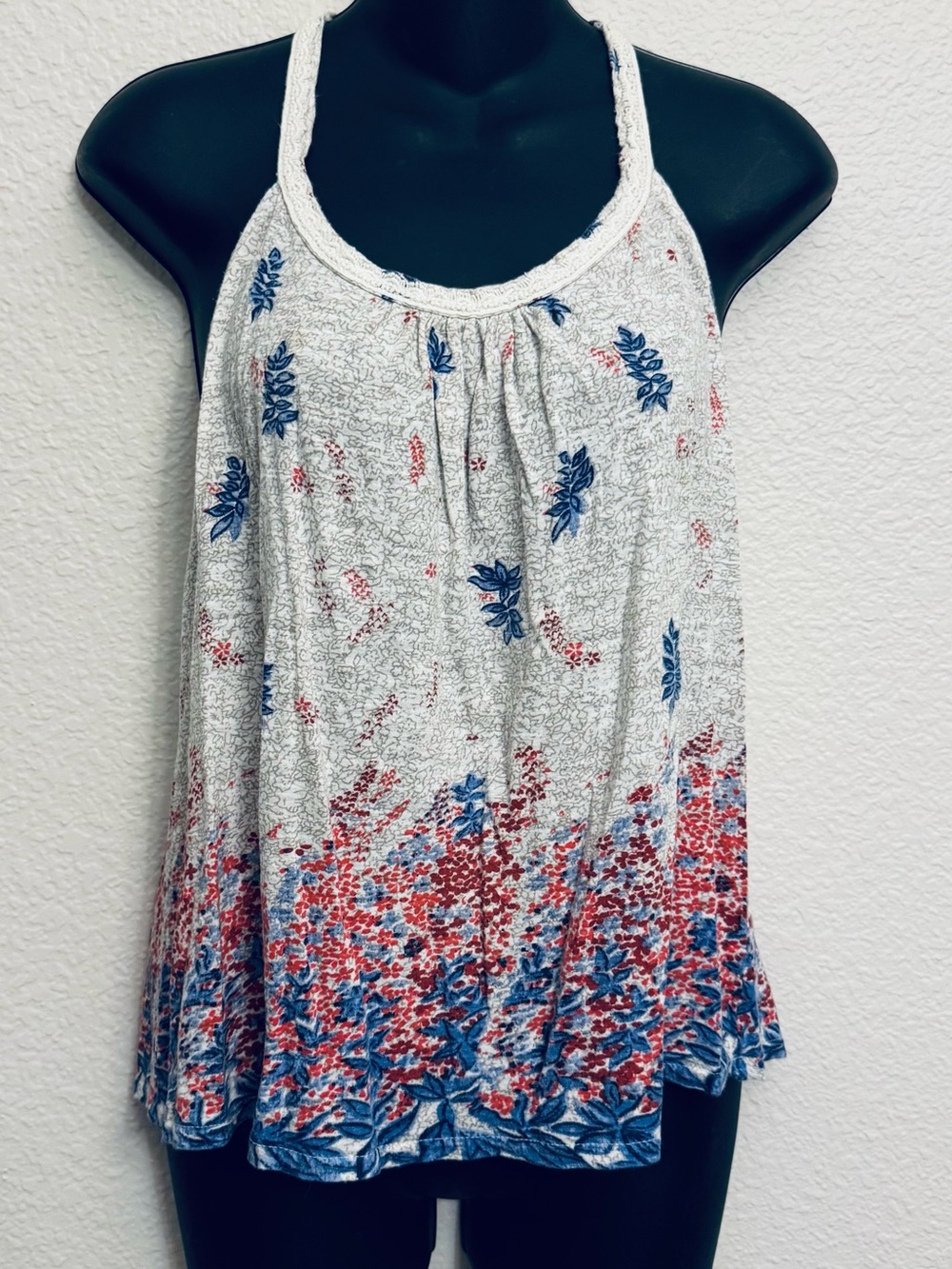 Lucky Brand Floral Patriotic Flowy Tank Top XS
